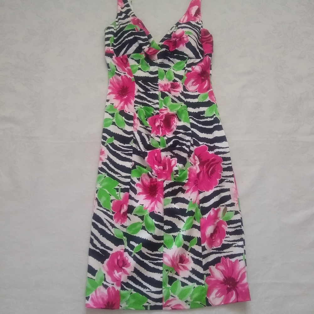 Cache vintage bodycon v-neck roses floral dress - Picture 1 of 8